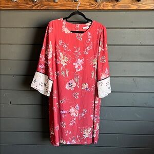 J. Jill Red Dress with Floral Design